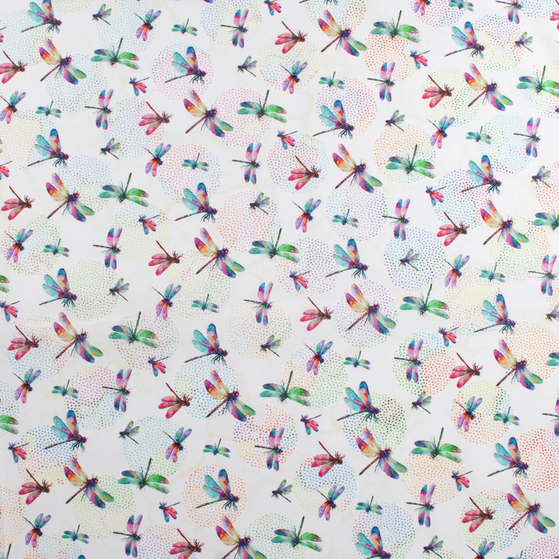 Northcott - Digital Printed Cotton - DRAGONFLY DANCE - 007 - White