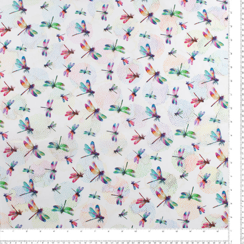 Northcott - Digital Printed Cotton - DRAGONFLY DANCE - 007 - White