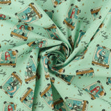 Licensed Printed Cotton - SUZI Q ESSENTIALS - Jack & Sally - 017 - Aqua