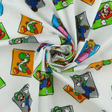 Licensed Printed Cotton - SUZI Q ESSENTIALS - Mario Bros - 018 - White