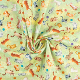 Windham Fabrics - Coton imprimé - <CATS AROUND TOWN> - 002 - Vert Tendre