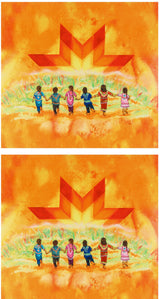 Northcott - Digital Printed Cotton Panel  - ALWAYS IN OUR HEARTS - 24 x 44 in (61 x 112 cm) - 001 - Orange