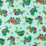 Northcott - Printed Cotton - TOPSY TURTLES - 004 - Aqua