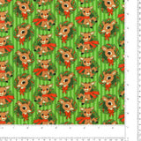 Northcott - Licensed Printed Cotton - RUDOLPH THE RED NOSED REINDEER - 005 - Green