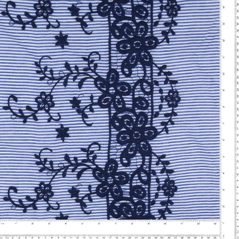 Fancy Embroidered Cotton - ATHENA - 004- Navy