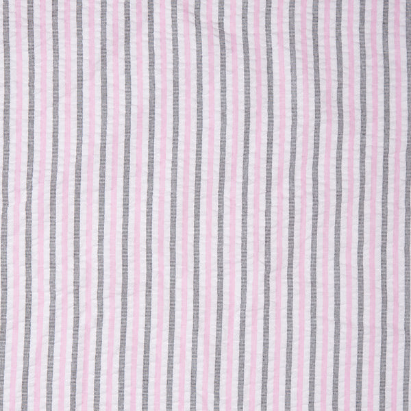 Striped Seersucker - Dolly - Pink and Grey