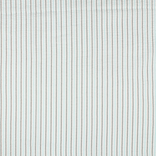 Striped Seersucker - Dolly - Aqua and Grey
