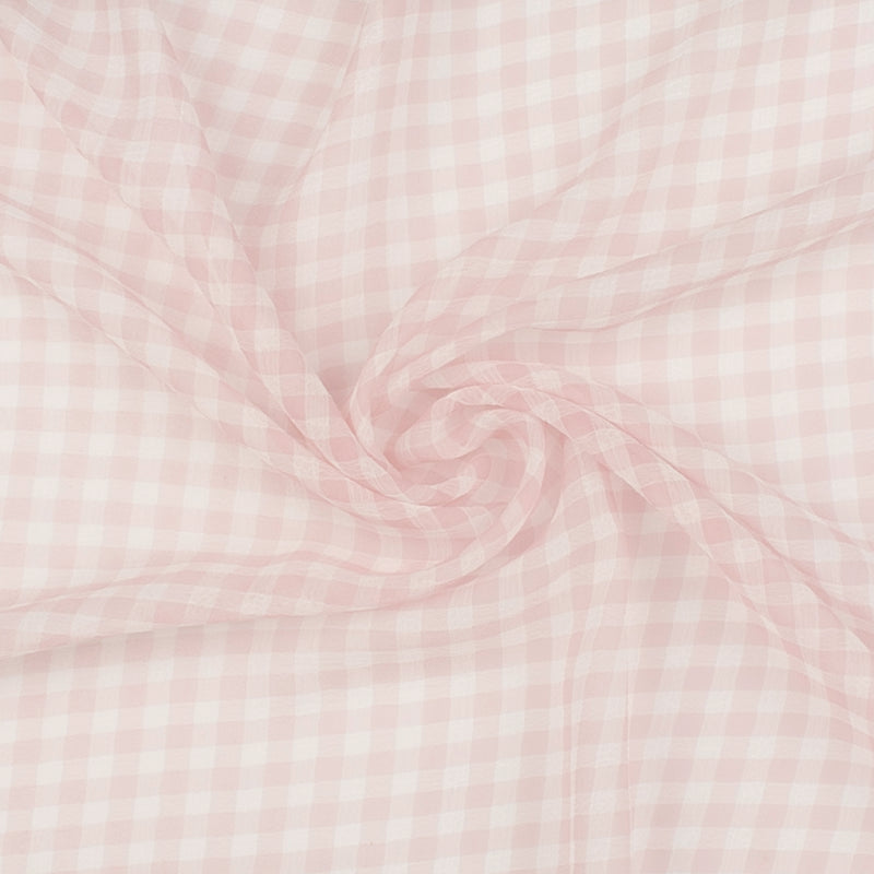 Crêpe Chiffon - DAISY - Moyens Carreaux- Rose Pâle