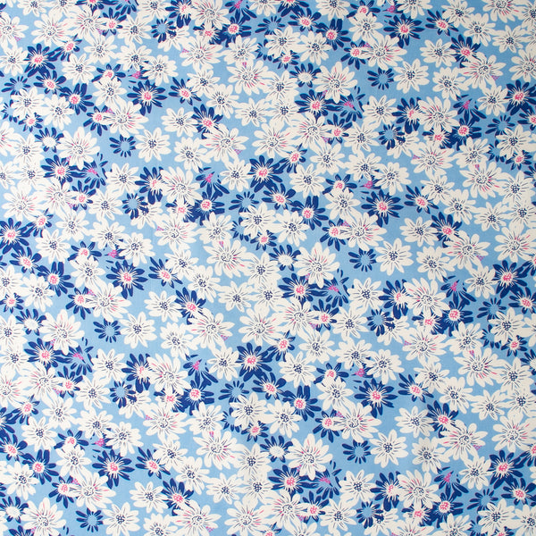 Popeline de Rayonne Imprimée - TIFFANY - 051 - Bleu