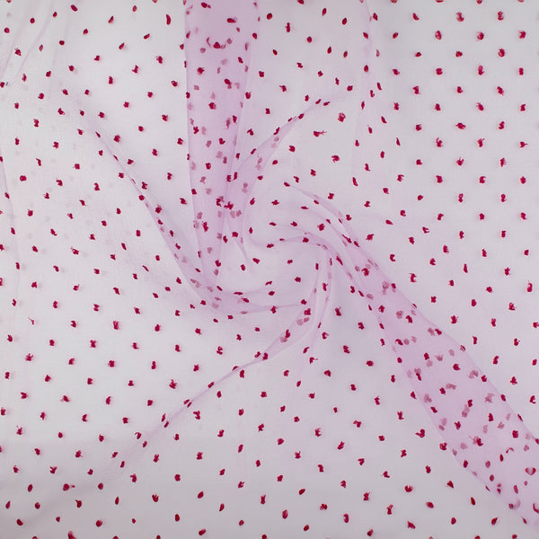 Organza with Embroidered Dot - DOTSY - Fuschia