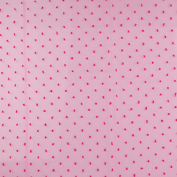 Organza with Embroidered Dot - DOTSY - Hot Pink