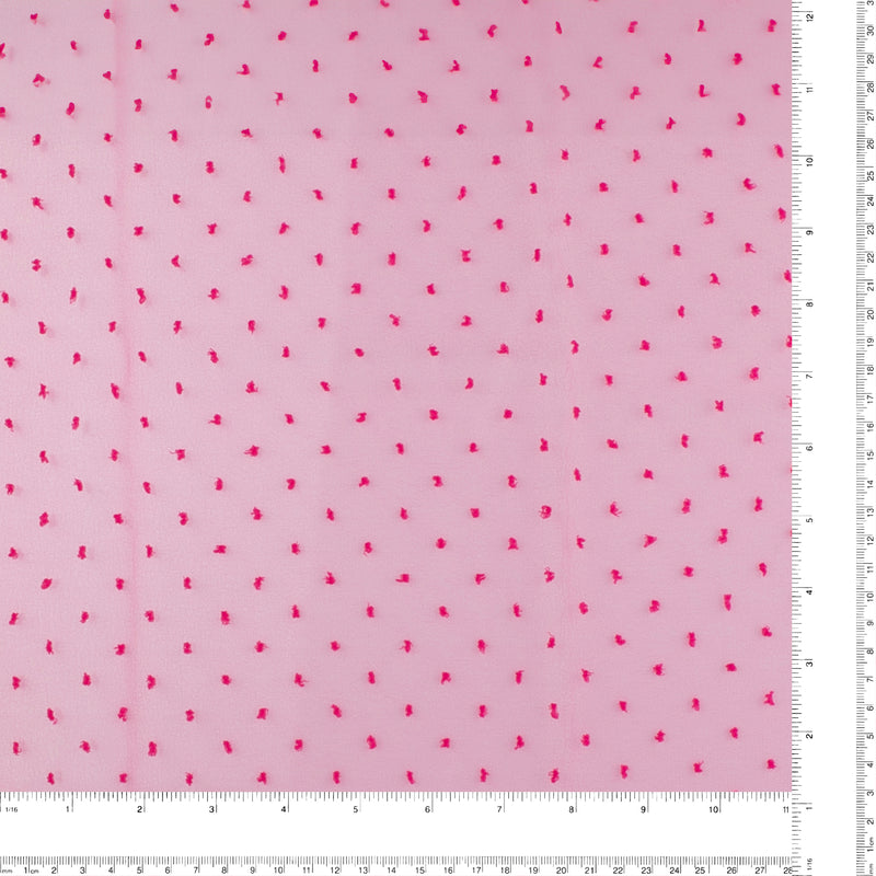Organza with Embroidered Dot - DOTSY - Hot Pink
