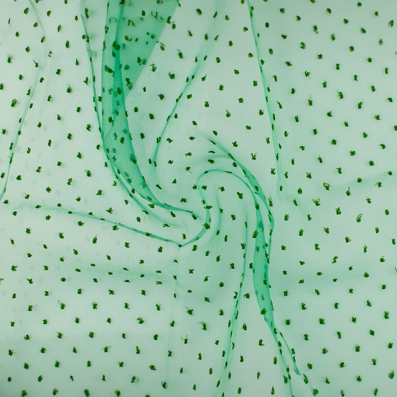 Organza with Embroidered Dot - DOTSY - Green