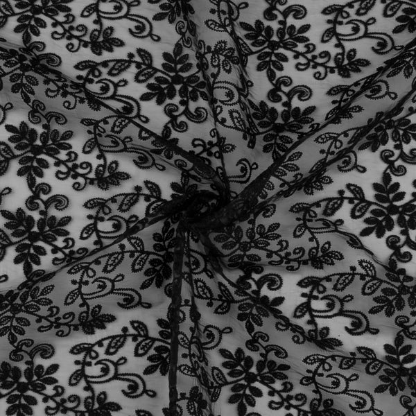 Embroidered Organza - CAROLINE - 002 - Black