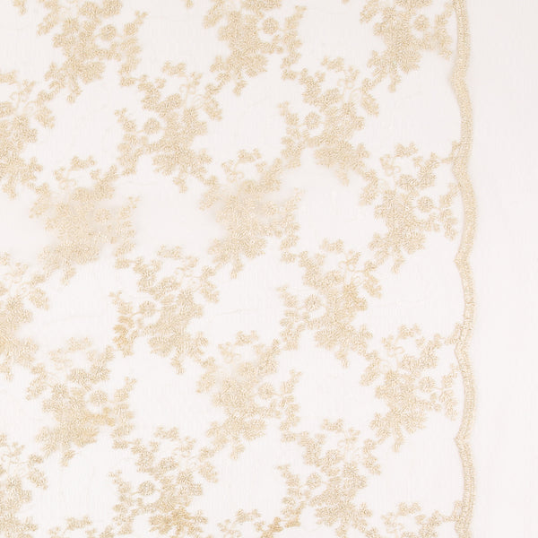 Embroidered Mesh - SIENNA - 011 - Cream with Metalic Gold thread