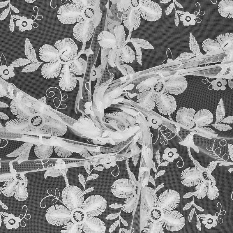 Embroidered Mesh - SIENNA - WHITE