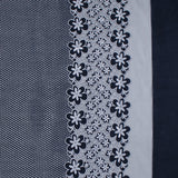 Printed Burnout Organza with Border - JACQUELINE - Navy