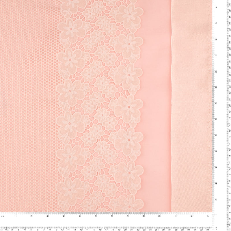 Printed Burnout Organza with Border - JACQUELINE - Baby Pink
