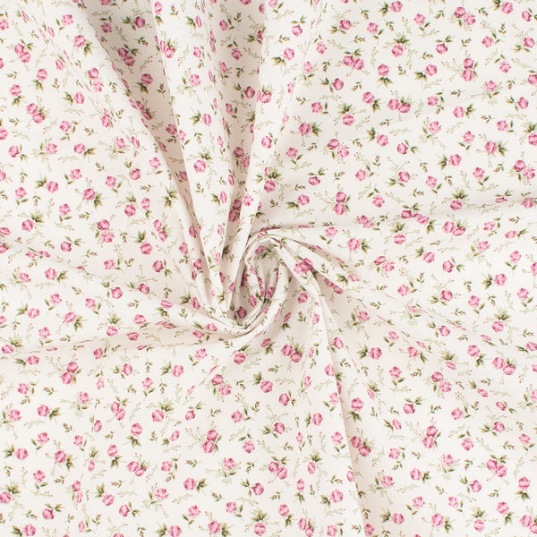 BLOOMFIELD CALICO'S Printed Cotton - White and Pink