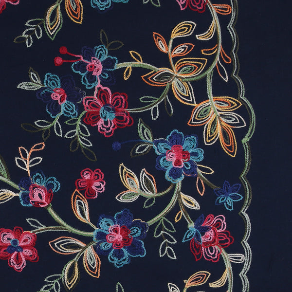 Embroidered Cotton & linen Blend - SCARLETT - Navy