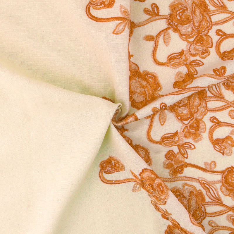 Embroidered Cotton & linen Blend - SCARLETT - Ivory