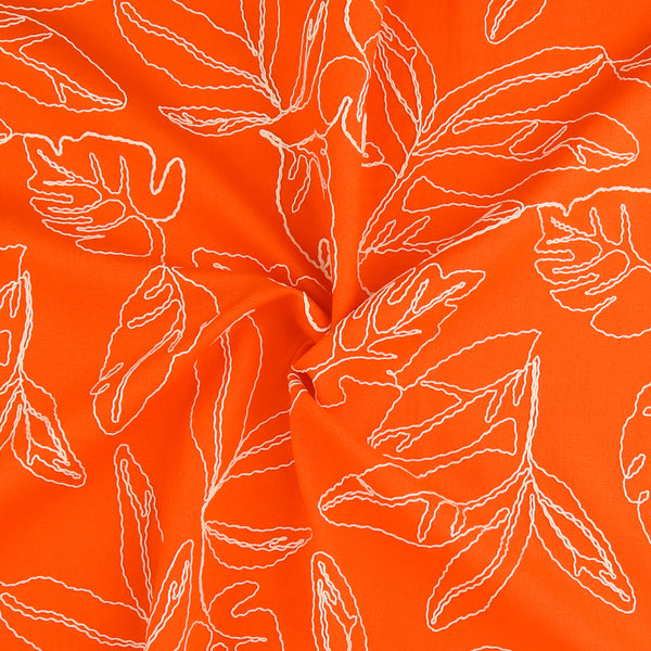 Embroidered Rayon Linen - ANNA - Orange