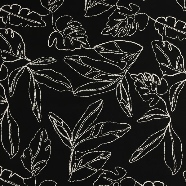 Embroidered Rayon Linen - ANNA - Black