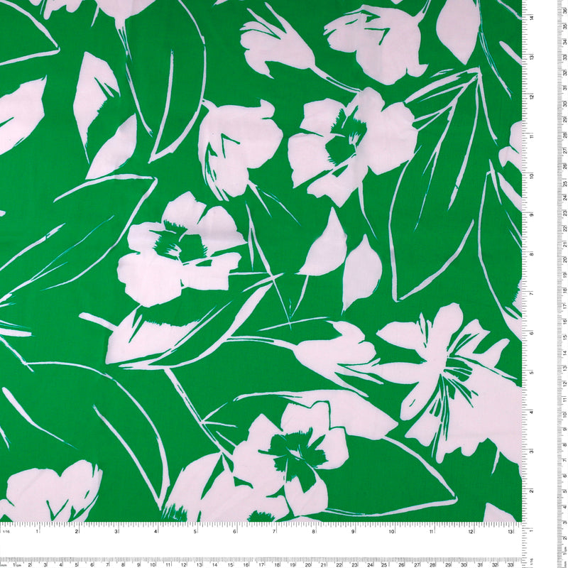 Printed Stretch Poplin - NORA - 001 - Green