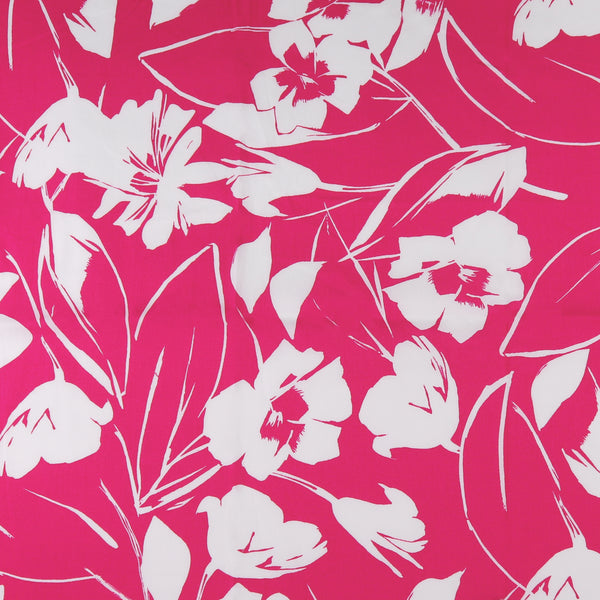 Printed Stretch Poplin - NORA - 002 - Hot Pink