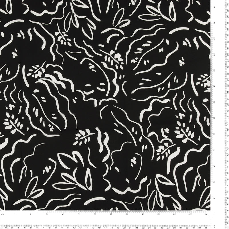 Printed Stretch Poplin - NORA - 006 - Black