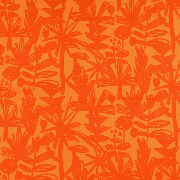 Printed Stretch Poplin - NORA - 012 - Tangerine
