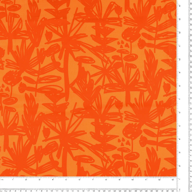 Printed Stretch Poplin - NORA - 012 - Tangerine