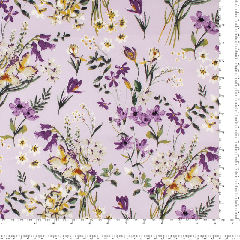 Digital Printed Sateen Cotton - BLOSSOM - 009 - Purple