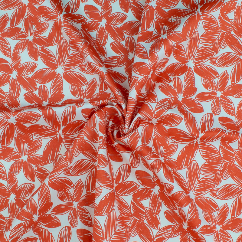 Printed Stretch Sateen - SANDY - 004 - Coral