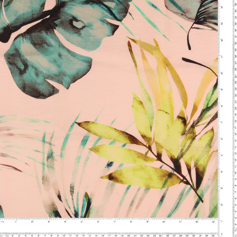 Digital Printed Viscose & Linen Blend - ELENA - Salmon