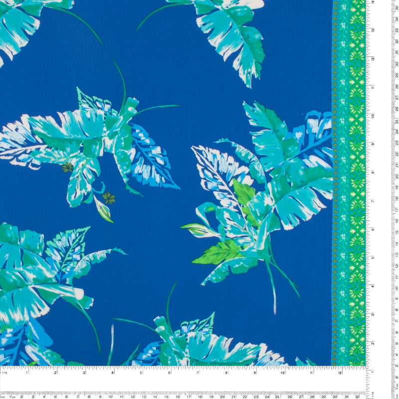 Border Printed Voile - KATIA - 009 - Turquoise