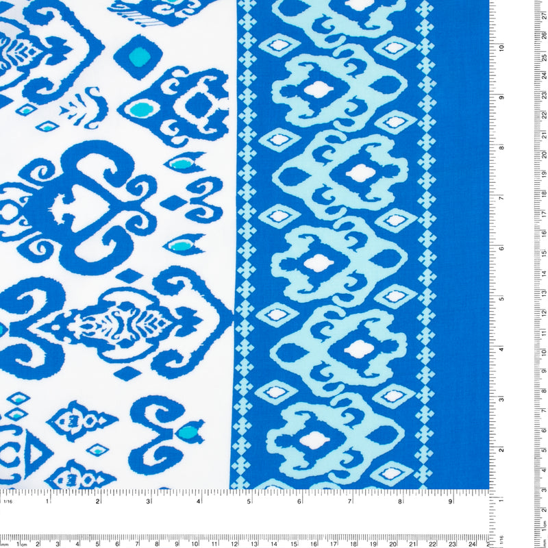 Border Printed Rayon Poplin - NATASHA - 020 - Medium Blue