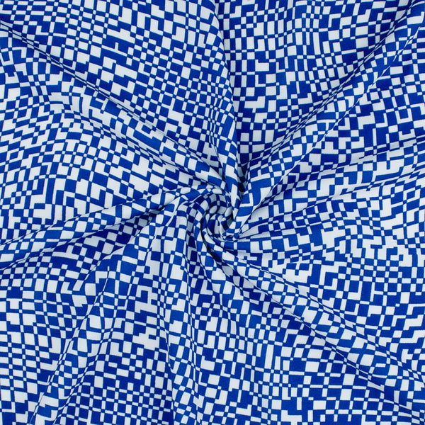 Tricot Crêpe Imprimé - TRICIA - 001 - Bleu