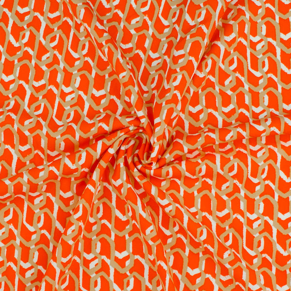 Printed Crepe Knit - TRICIA - 008 - Orange
