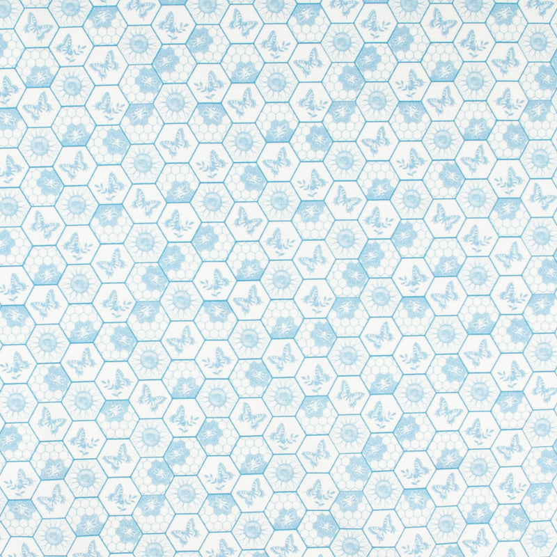 Printed Cotton - LEMONY BEE - 002 - Blue