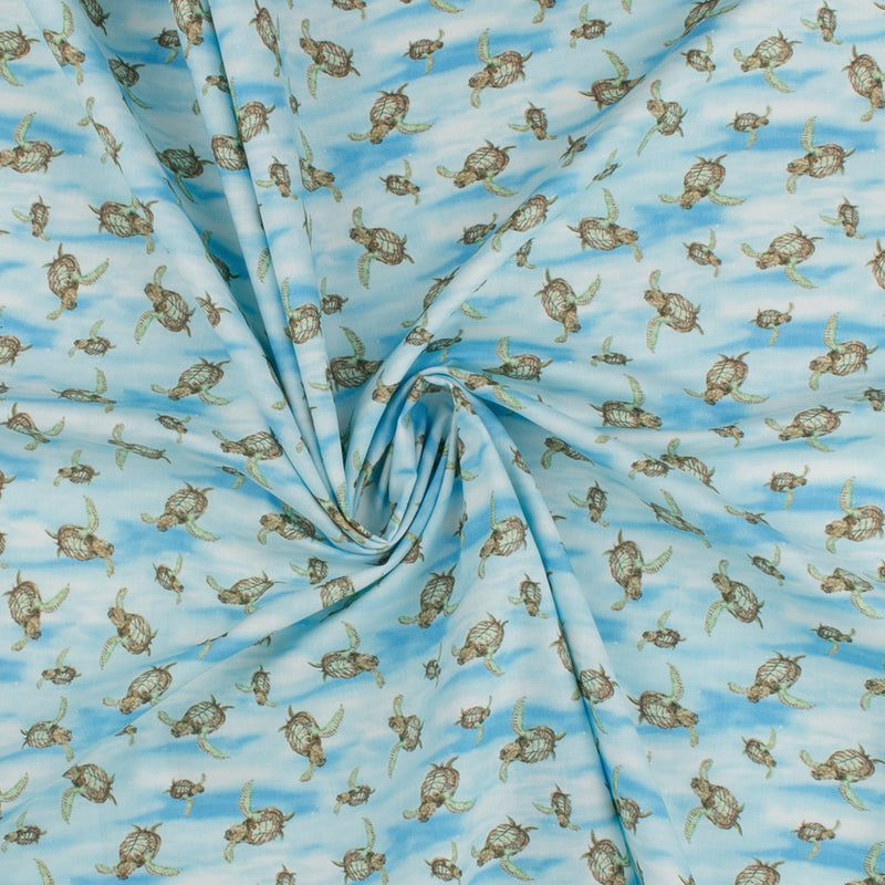 Printed Cotton - TURTLE MARCH - 002 - Blue