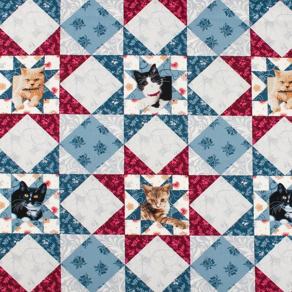 Printed Cotton - QUILTED KITTIES - 003 - Multi