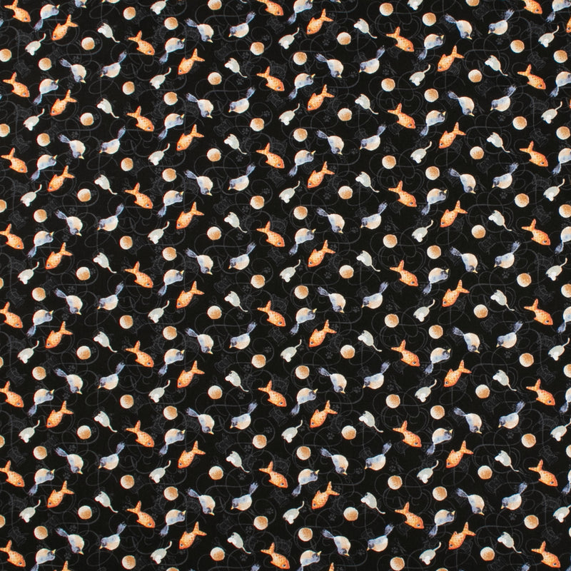 Printed Cotton - QUILTED KITTIES - 004 - Black