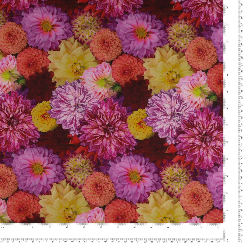 Digital Printed Cotton - FLOWER FIELDS - 007 - Fuschia