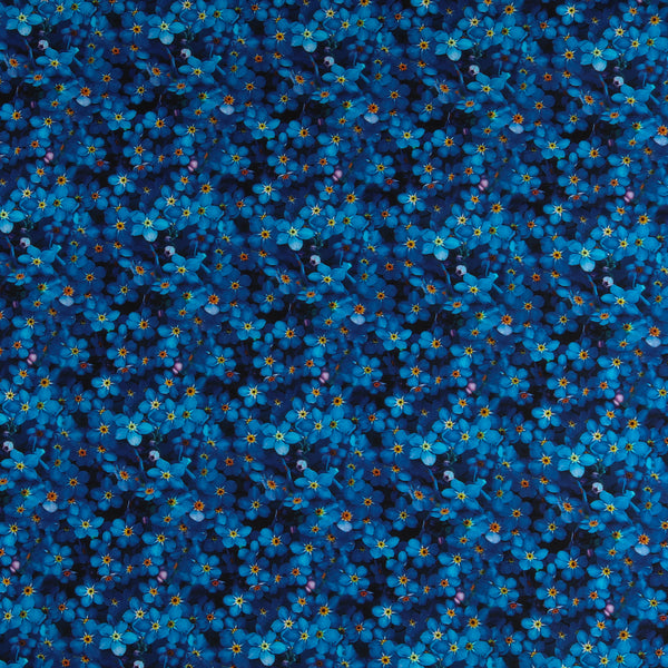 Coton Imprimé Numérique - CHAMPS DE FLEURS - 008 - Bleu