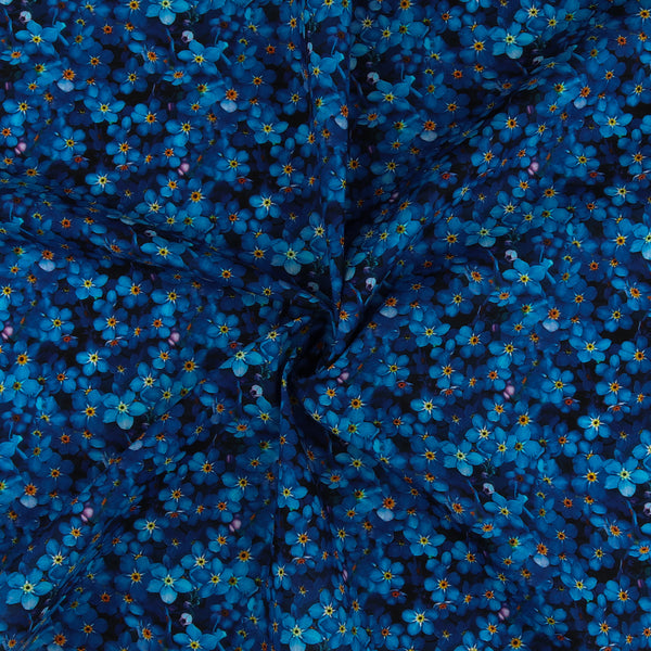 Coton Imprimé Numérique - CHAMPS DE FLEURS - 008 - Bleu