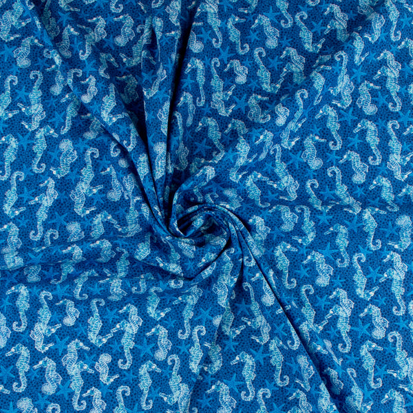 Coton Imprimé - <M'OCEAN> - 006 - Bleu