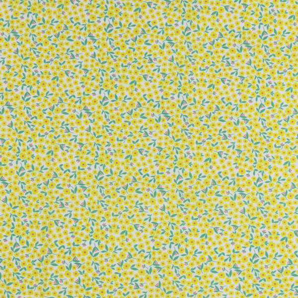 Yellow Small Flower Cotton print-110202 - Shop Fabrics like Cotton