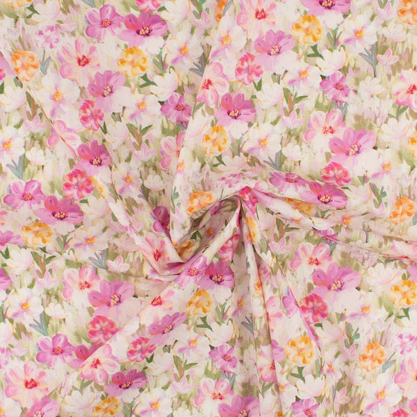 Printed Cotton - IN BLOOM - 001 - Pink