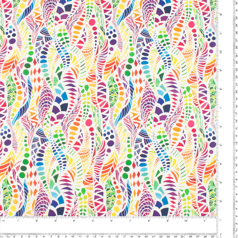 Digital Printed Cotton - CREATIVE RAINBOW - 003 - White